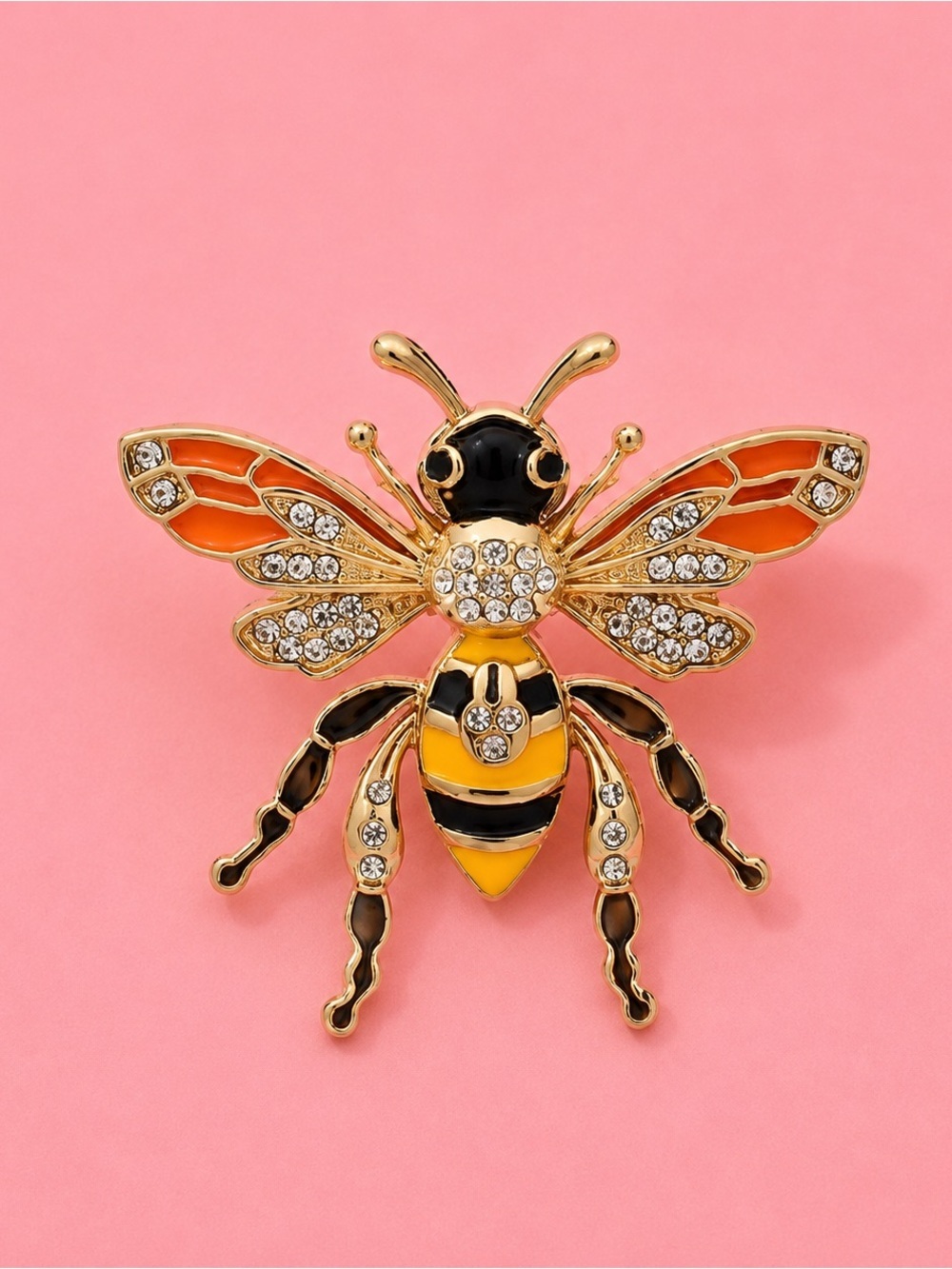 Gold Bee Crystal Brooch